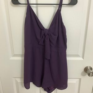 Purple Tie Front Romper